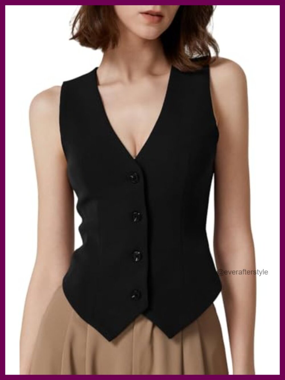 Sleeveless V Neck Button Down Crop Vest Top Fully Lined